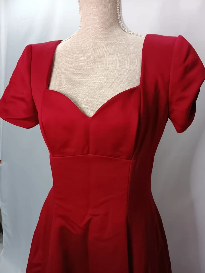 Raro Vestido Victor Costa para Nahdree Rojo Vintage Elegante 100% Poliéster Talla 8 Foto 2 de 4