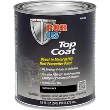 POR-15 Top Coat; UV Resistant DTM Paint; Gloss Black; Pint