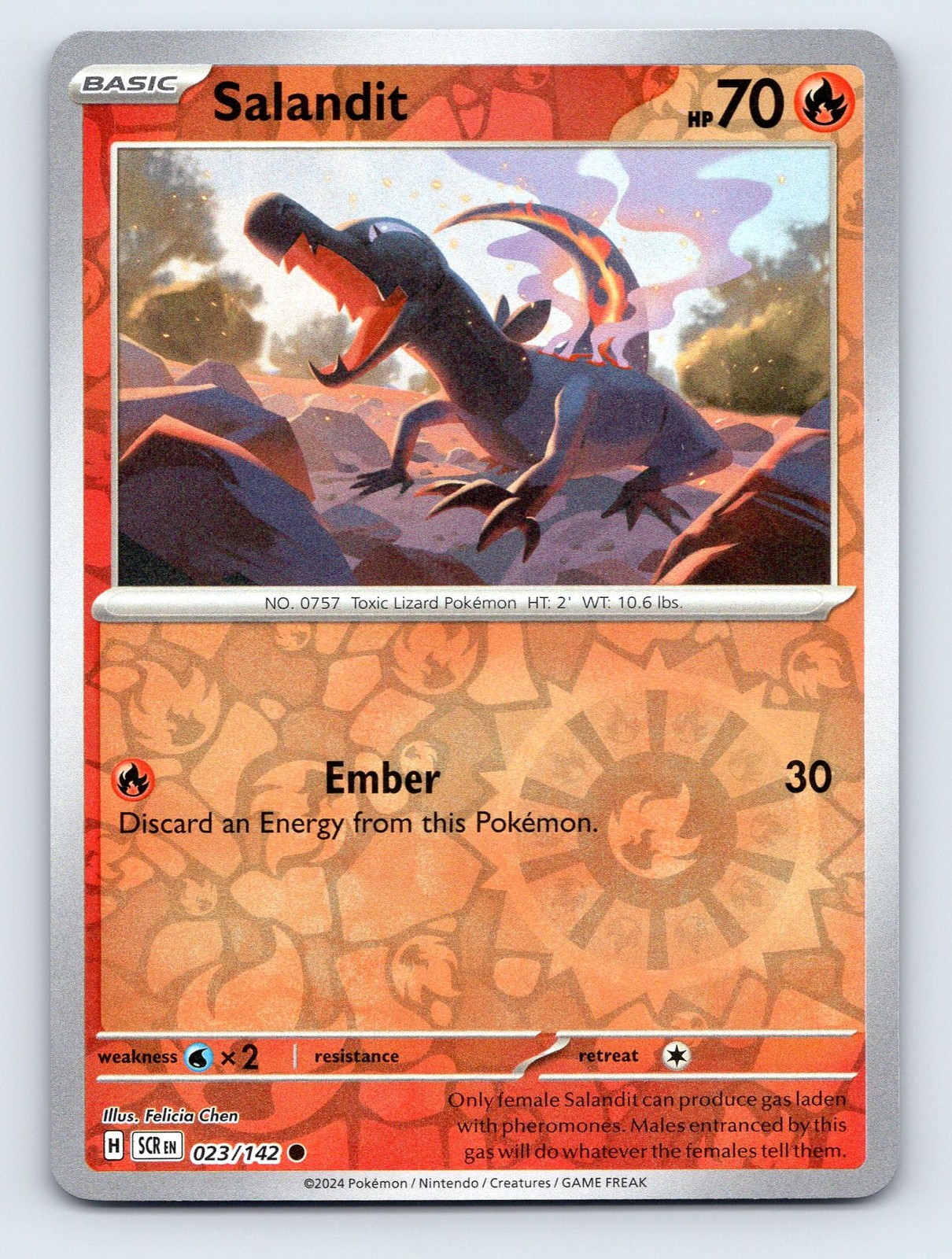 2024 Pokemon Stellar Crown 23/142 Salandit Common Reverse Holo