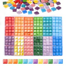 432 pcs Glass Mosaic Tiles 12 Colors 10mm 5x7.5 inches, 12