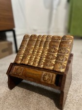 Antique Asprey & Co London Miniature Reference Library 8 Books Wooden Stand