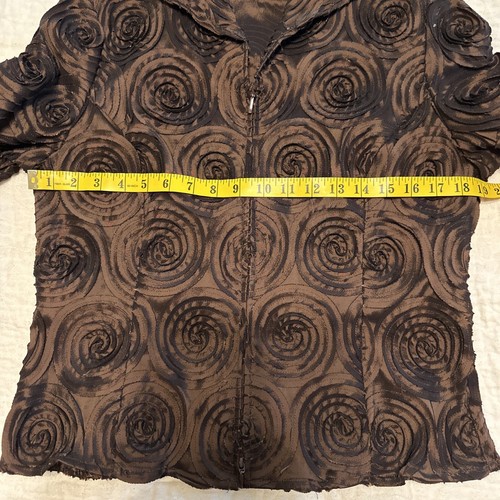 Samuel Dong Evening Jacket Women's L Brown Embroidered Swirl Full Zip Blazer - Picture 3 of 7