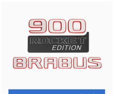1set 900+BRABUS+ ROCKET EDITION Trunk Emblem Badge Sticker silver on  red