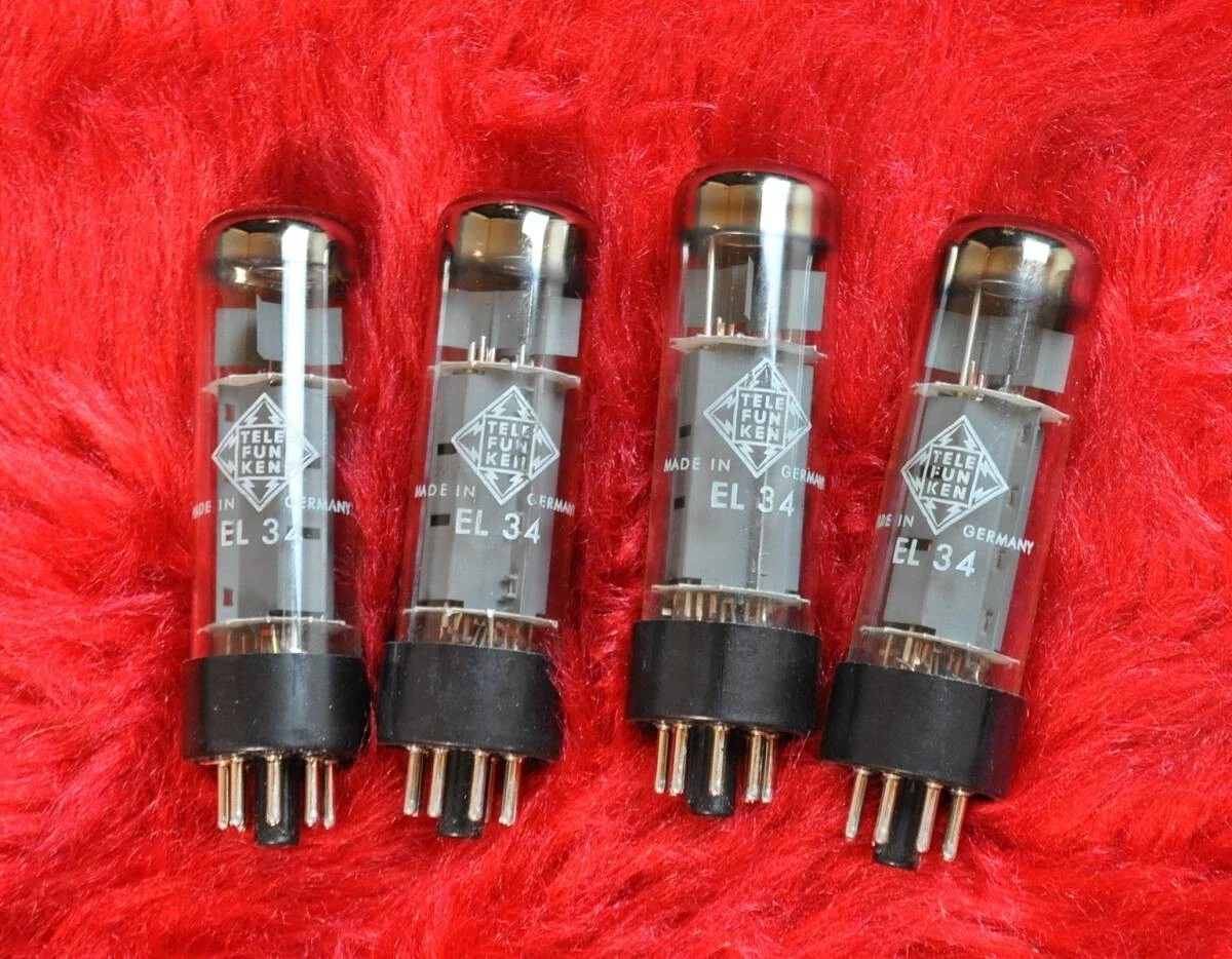 TELEFUNKEN EL34/6CA7 Vacuum Tubes Set of 4 Made in Germany Open
