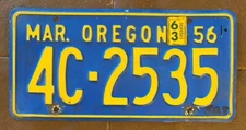Oregon 1963 License Plate # 4C-2535