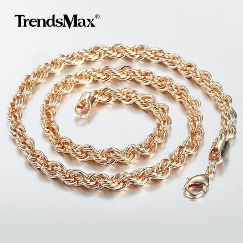 6MM For Women Men Chain 585 Rose Gold Filled Twisted Rope Link Necklace 20/24" - Picture 4 of 7