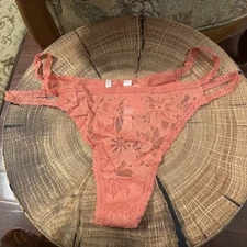 Victoria's Secret Strappy Lace Thong Panty Pink Color XL size