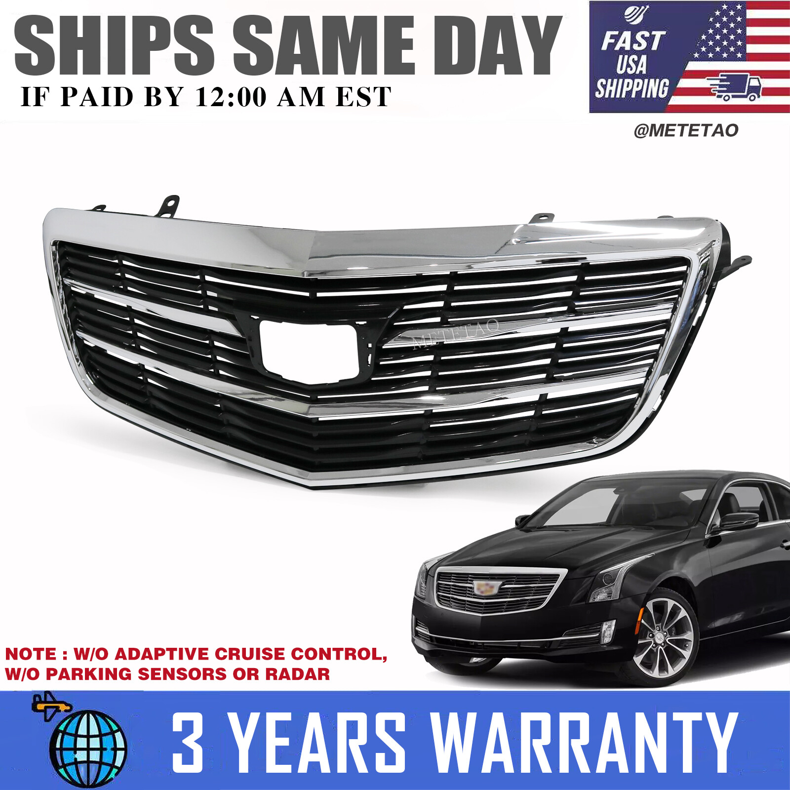 For 2015-2019 Cadillac ATS Front Grille Upper Bumper Grill 22879627 22879629