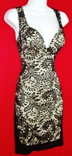 EMERALD SUNDAE WOMEN'S BLACK LACE OVERLAY BUILT-IN-BRA DRESS STRETCHY M NWOT