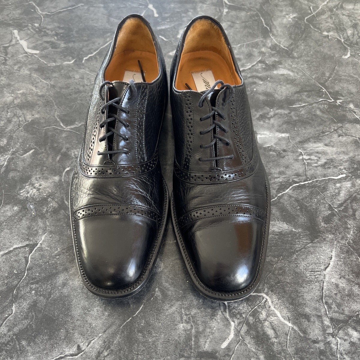 Elegant Black Leather Men\'s Mezlan Shoes Mens Mezlan Black Leather Vero Cuoio Dress Shoes Size 7.5  main image 3