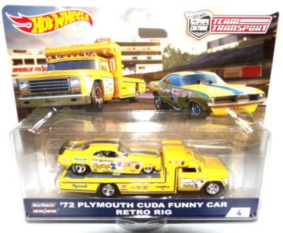 2018 Hot Wheels Car Culture Team Transport Retro Rig & 72 Plymouth F/C Snake