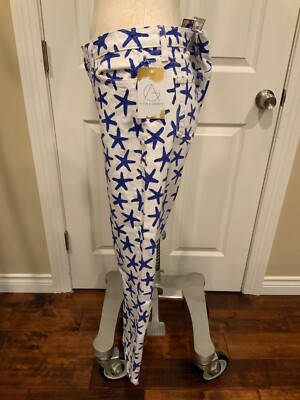 美品 Kate Spade Broome Street デニムパンツ サイズ31 Kate Spade Broome Street White w/ Blue Starfish Ankle Jeans
