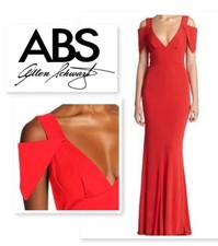 A.B.S. by Allen Schwartz POPPY/RED ABS COLD DOUBLE V GOWN DRESS SZ XS  **$490***