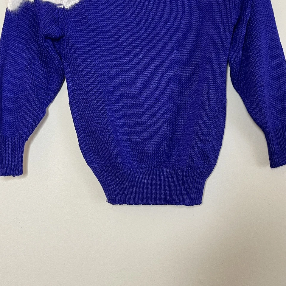 Suéter De Colección EDDIE DASIN Para Mujer Púrpura Angora Estampado Animal Años 80 Talla M Foto 3 de 4