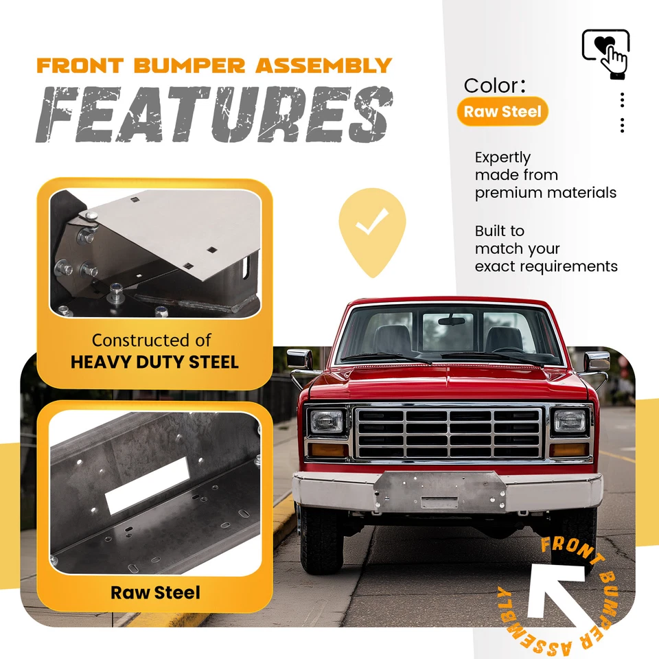 Conjunto de parachoques delantero de aceite antioxidante crudo para Ford Bronco F150 F250 F350 80-86 Foto 3 de 4