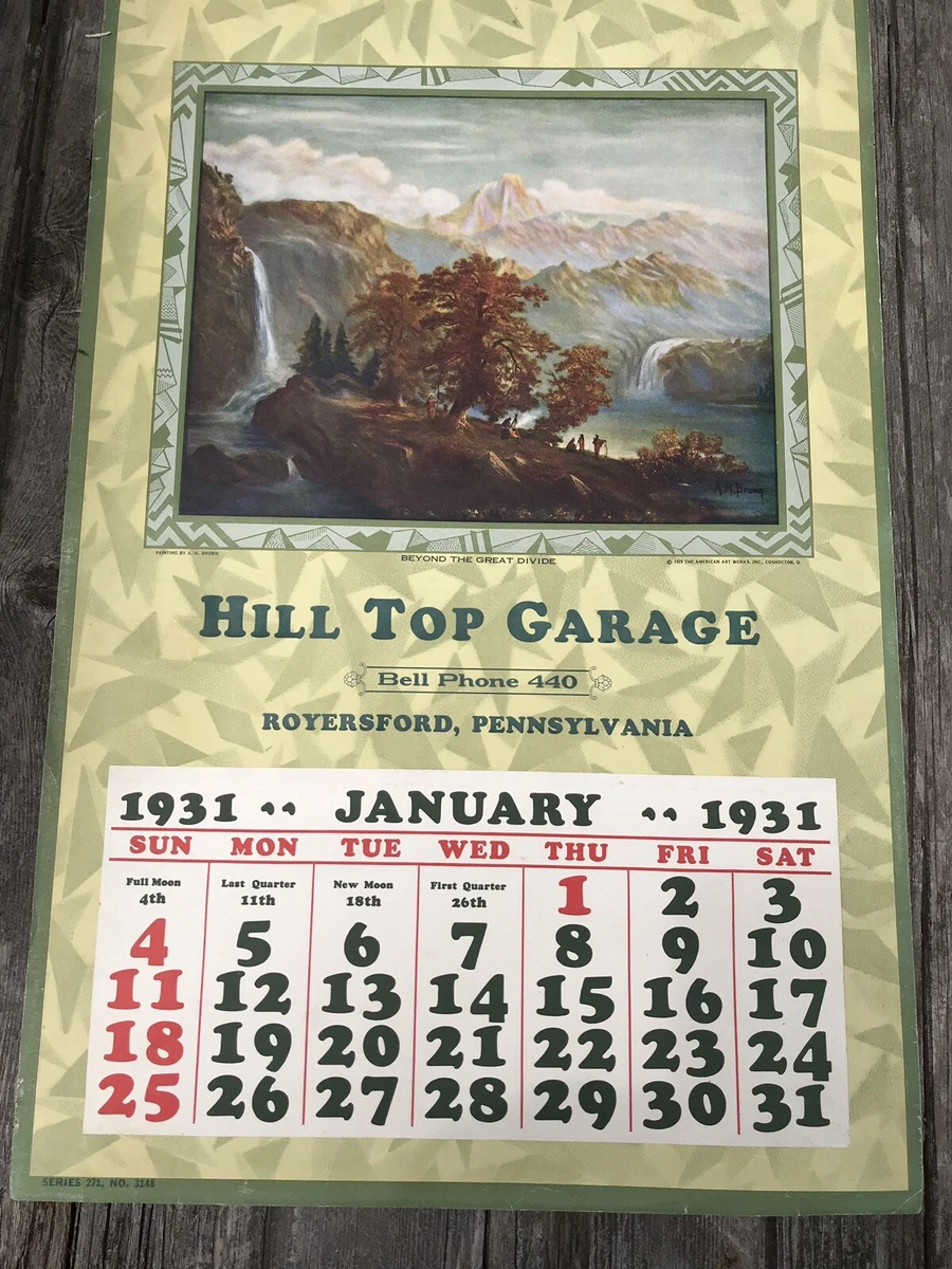 Royersford Pa Penn Hill Top Garage Antique Old Calendar Advertising | eBay