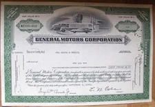Original Stock certificate General Motors Corp. Broker Merrill Lynch 1950s-1980s