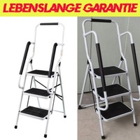 Trittleiter Leiter Klapptritt Klappleiter Klapptreppe Tritt Handlauf 3 Stufenlei