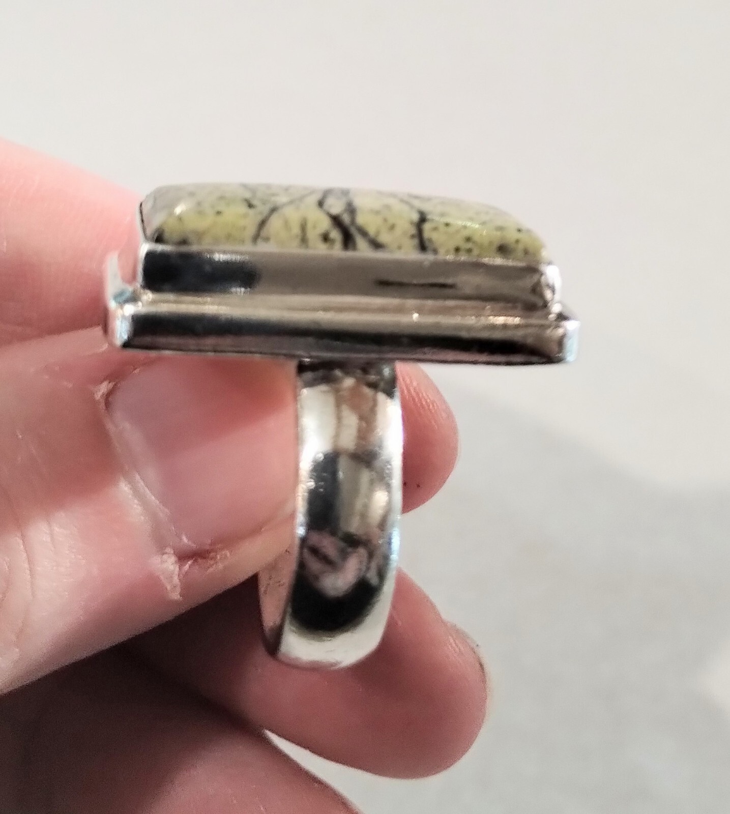 Rectangle Serpentine Sterling Silver Ring - image 3