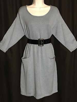 J JILL Sweater Dress Blue Soft Cotton Cashmere Blend Petites