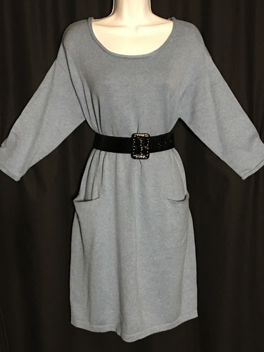 J JILL Sweater Dress Blue Soft Cotton Cashmere Blend Petites Medium - Large - XL - 第 1/12 張圖片