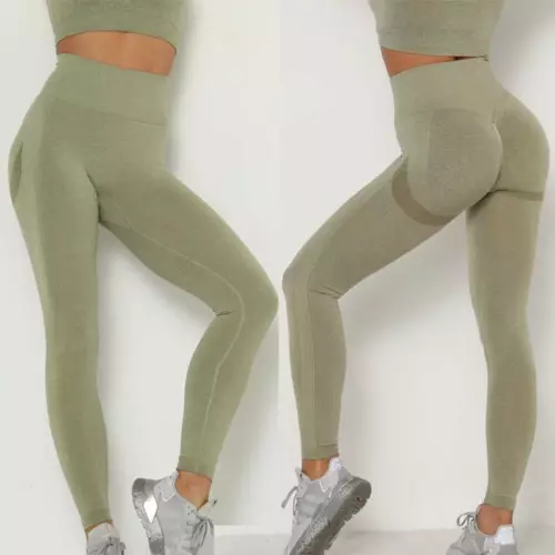 Hochtaillierte Damen-Yogahose Anti-Cellulite zerknitterte Butt-Leggings Push Up FITNESSSTUDIO - Bild 15 von 42