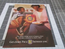 1994 Ritz Crackers Get Closer,  African American Mother & Son Vintage Print Ad