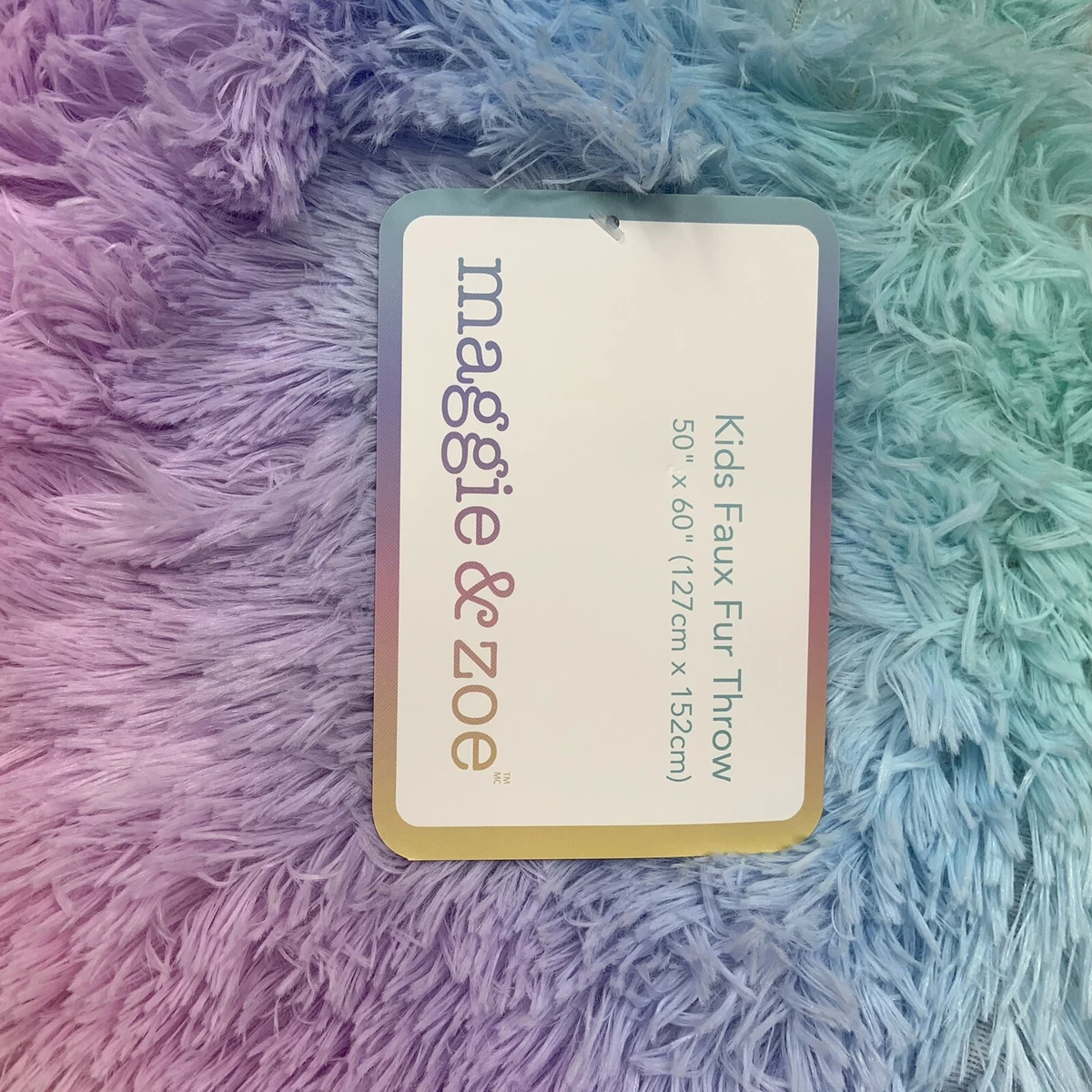 Maggie Zoe KIDS S Ombre Pastel Rainbow Faux Fur Throw Blanket