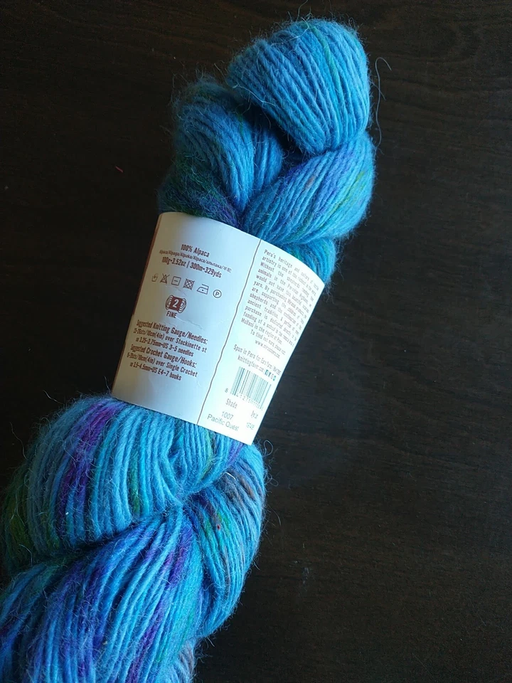 Mirasol Paqu Splash Yarn Shade 1007 Pacific Quest 100% Super Fine Alpaca 100g - Image 2 of 4