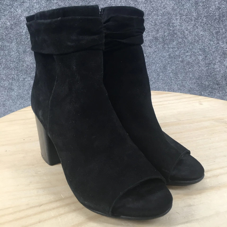 Kenneth Cole Reaction Boots Womens 6.5 M Fridah Ankle Bootie Black Suede Heels - Image 3 of 4