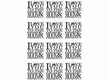 I Love You to the Moon and Back 12 pcs 1 Inch Black Fused Glass Decals
