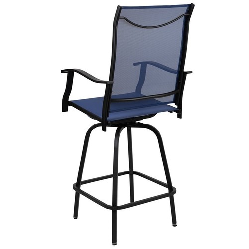 Flash Furniture 30" Metal and Textilene Patio Bar Stool in Navy (Set of 2) - Picture 4 of 8
