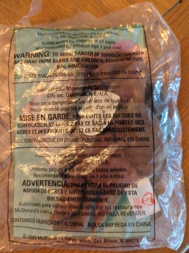 1999 Mcdonalds #9 Ty Claude the Crab Beanie baby ( brand new, unopened ) Errors - Picture 2 of 5
