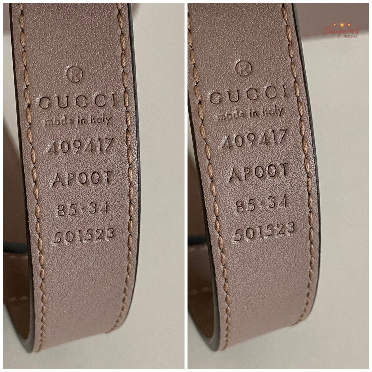 Authentic Gucci Porcelain Rose Calfskin Leather Double G