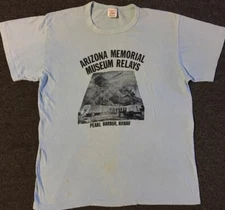 Vtg 80s Arizona Pearl Harbor Faded Marathon Shirt S Hawaii Army Military Grunge