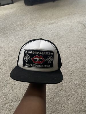 Chrome Hearts Matty Boy Chomper Lips Black White Trucker Hat | eBay