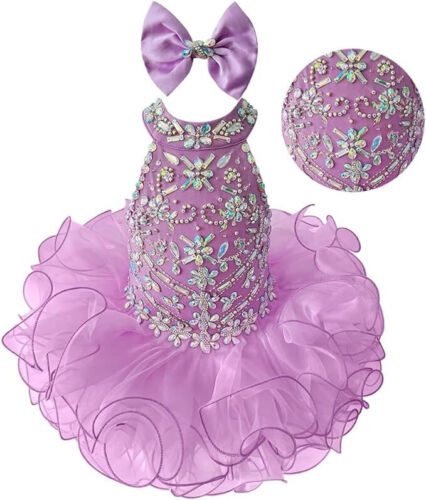 Jenniferwu Girls Tulle Flower Princess Wedding Party Handmade Beaded Dress 18-24