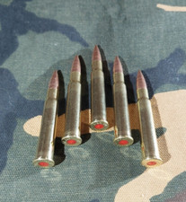 303 BRITISH SNAP CAPS SET OF 5 "SAFETY RED" BRASS AND FMJ