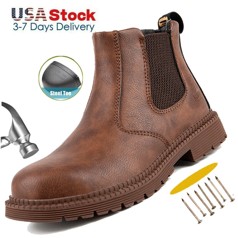 Mens Work Waterproof Boots Indestructible Steel Toe Boots Outdoor Non Slip Boots