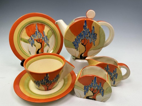 Clarice Cliff WINDBELLS pattern Bon Jour shape 'bachelor set', circa 1933. Ar... - Picture 7 of 13