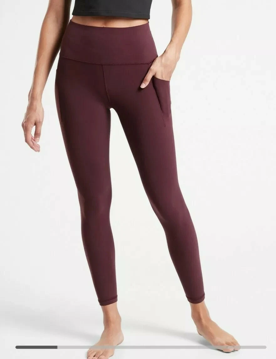 Athleta Salutation Stash Pocket II 7/8 Tight Spiced Cabernet XST XS Tall  #531321