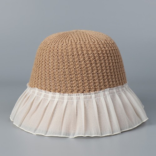 Femme à Volants Dentelle Bordure Tricot Seau Chapeau Respirant Pêcheur Cute Été - Bild 4 von 17