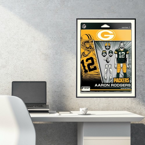 Green Bay Packers Aaron Rodgers Action Figure 18" x 24" Deluxe Framed Serigraph - Picture 3 of 6