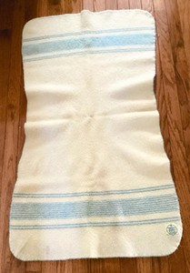 Wool Blanket Antique Baby Blanket, Made In Canada. 1920’s.