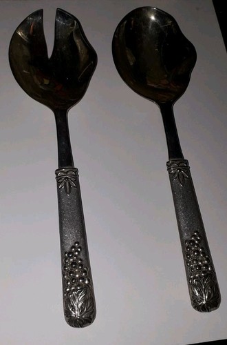 Vintage Silea Silver Plated Salad Serving Spoons - Picture 1 of 5