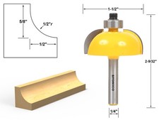 1/2" Radius Cove Edge Forming Router Bit - 1/4" Shank - Yonico 13156q
