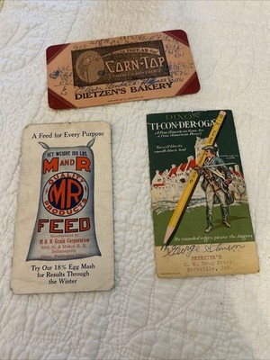 Vintage Indiana Ephemera Lot Dixon Ticonderoga M&R Feed Corn-Tap 1940-1950s