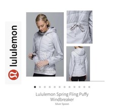 Lululemon Athletica Hooded Jacket Light Gray Full Zip Women's Size 6