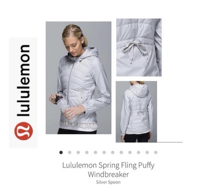 Lululemon Athletica Hooded Jacket Light Gray Full Zip Women's Size 6