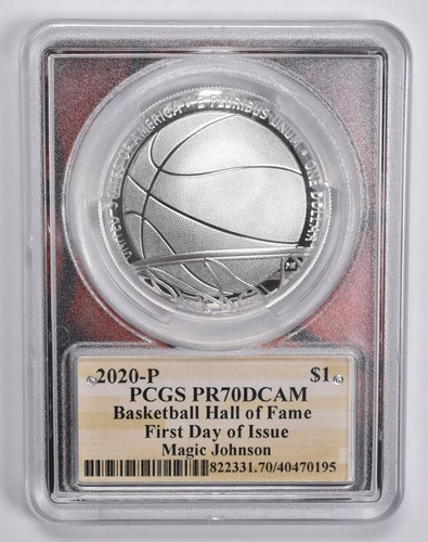 PR70 2020-P MAGIC JOHNSON SIGNED Basketball HOF Commemorative Dollar PCGS *5630 - Picture 2 of 5